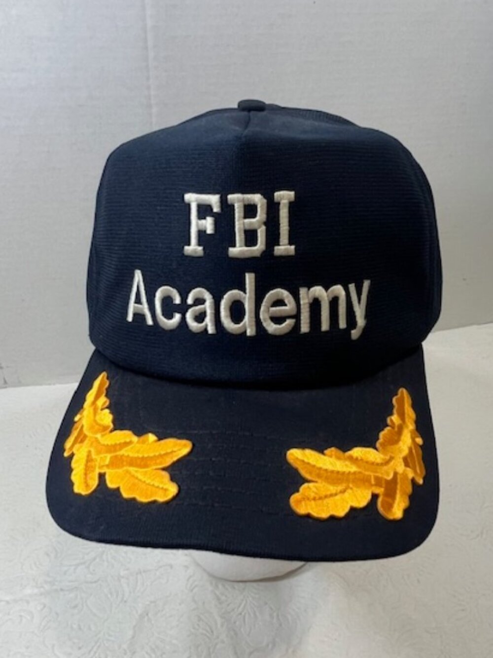 FBI Academy Trucker Snapback Baseball Hat Embroidered Navy Blue Gold Leaves OS